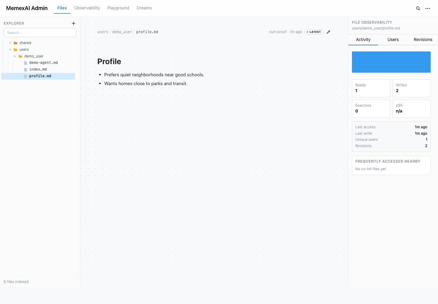MemexAI admin file browser